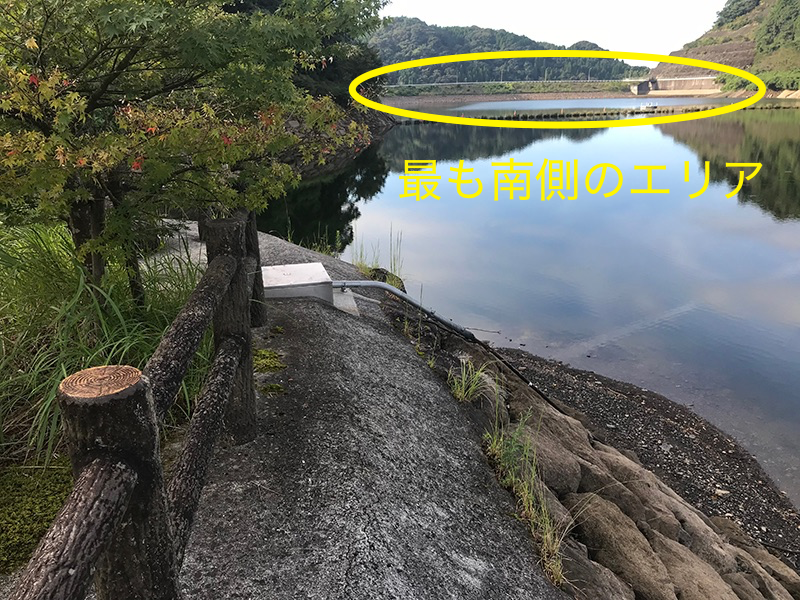 竹山ダムのダムサイトのエリア